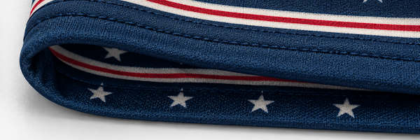 Close-up of a double-stitched neck gaiter edge